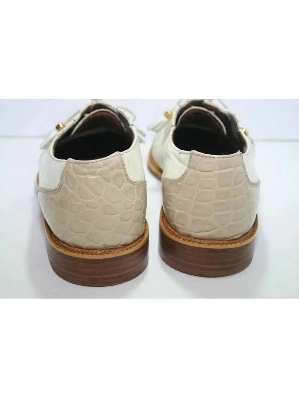 Vintage Marco Vicci Newhall Mens Size 9.5 White Dress Shoes Animal Leather